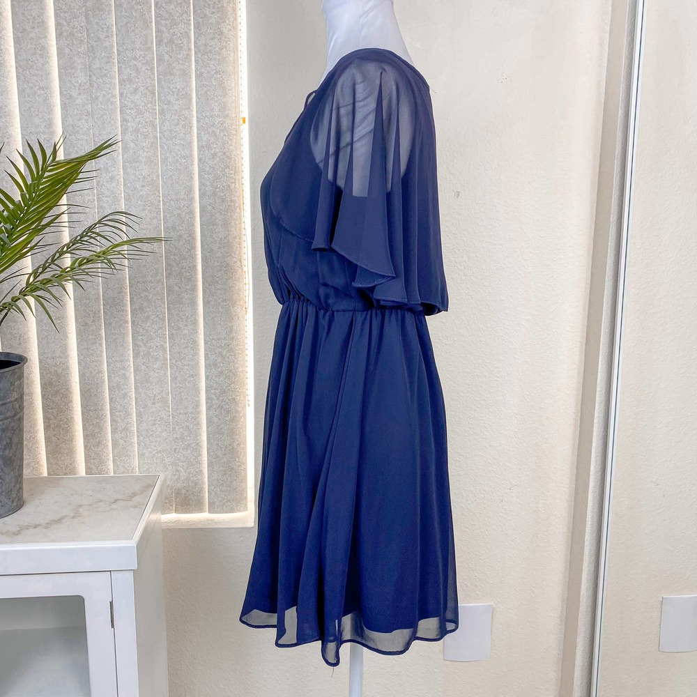 ASOS Dress Blue Fit and Flare with Flutter Sleeves Size 6 - Picture 5 of 11